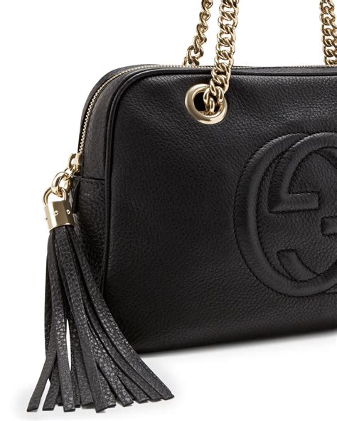 gucci soho black leather shoulder bag with double chain straps|gucci soho shoulder bag australia.